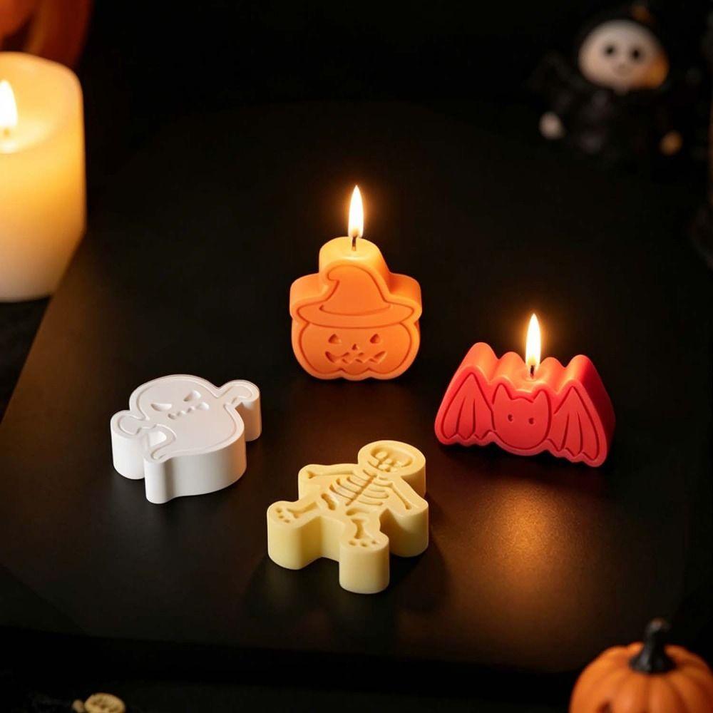 Ghost/Skull/Bat/Pumpkin Shaped Halloween Candle Mold Halloween Silicone Mold  Making Supplies