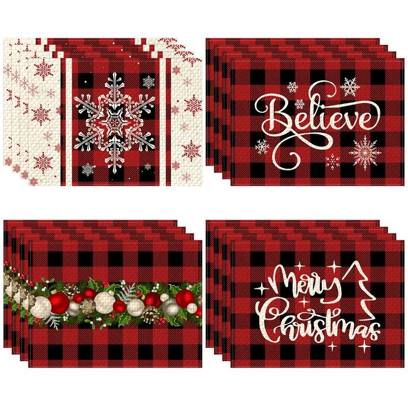 New Christmas Printed Placemats Cross-border Holiday Party Dining Table Thermal Insulation and Anti-pollution Dining Table Mats