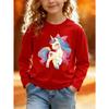 European sizes Long-Sleeved Top for Kids, Stylish Round-Neck Sweatshirt Featuring a Cartoon Unicorn Print. A Cute Top Perfect for Everyday Casual Wear