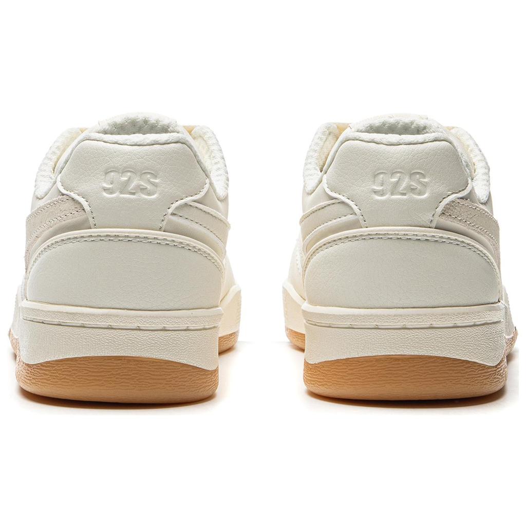 Li Ning Synthetic Leather Zhen Rong 92S Comfortable Versatile Non-Slip Wear-Resistant Low-Top Skate Shoes Women Sneaker Beige AEPU038-4