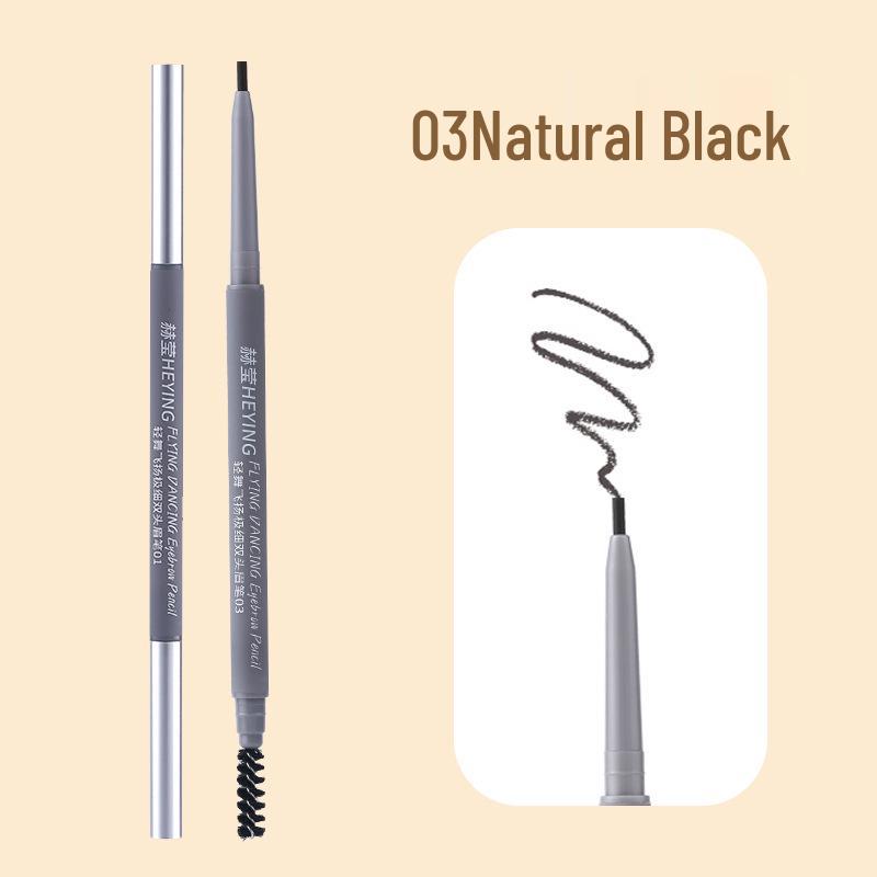 He Ying 3D Double-Ended Ultra-Fine Eyebrow Pencil: Waterproof, Sweatproof, Smudge-Proof, Easy for Beginners.