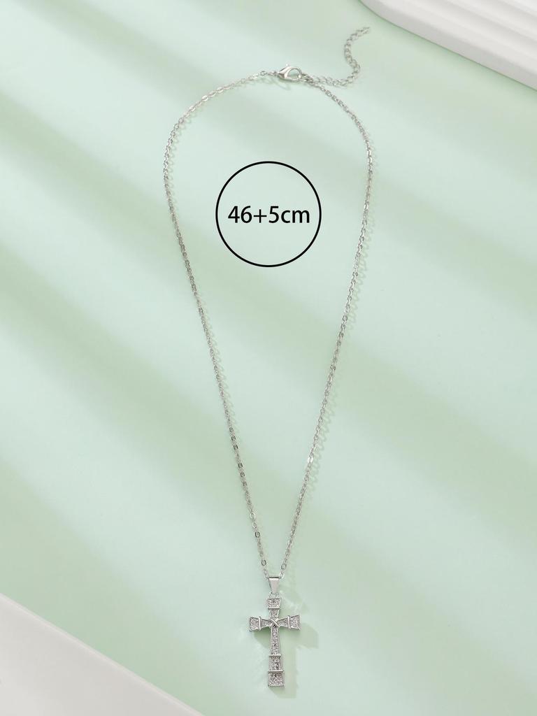 Dámský geometrický náhrdelník s křížkem ve tvaru diamantu - Evropský a americký punkový hip-hopový choker