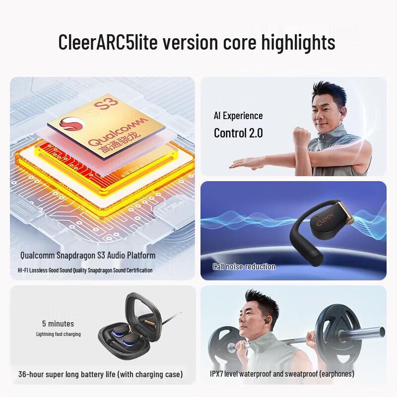 Cleer ARC5 Lite Open-Ear Bluetooth Sports Earbuds