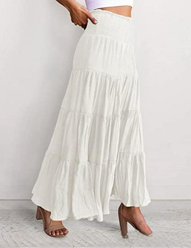 Women Bohemian High Waist Elastic A-Line Skirt Summer 2022 Fashion
