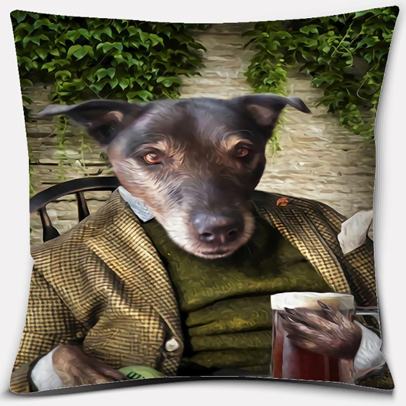 Dog Portrait Series Pattern Pillowcase Square Home Office Decoration