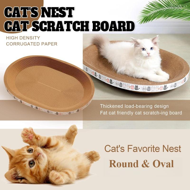 Corrugated Cat Scratcher Cat Scrapers Round Oval Grinding Claw Toys for Cats Wear-Resistant Cat Bed Nest Cat Accessories