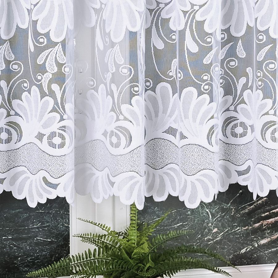 Kasjana - Ready-Made Curtain With Undercut - White - Classic Pattern - 500X160