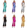 Dame Vintage 70-talls Disco Jumpsuit Paljetter Tassel Én skulder Klokkebukser