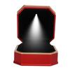Ring Box with LED Light Display Luxury Flocking Interior Jewelry Display Gift Box for Proposal