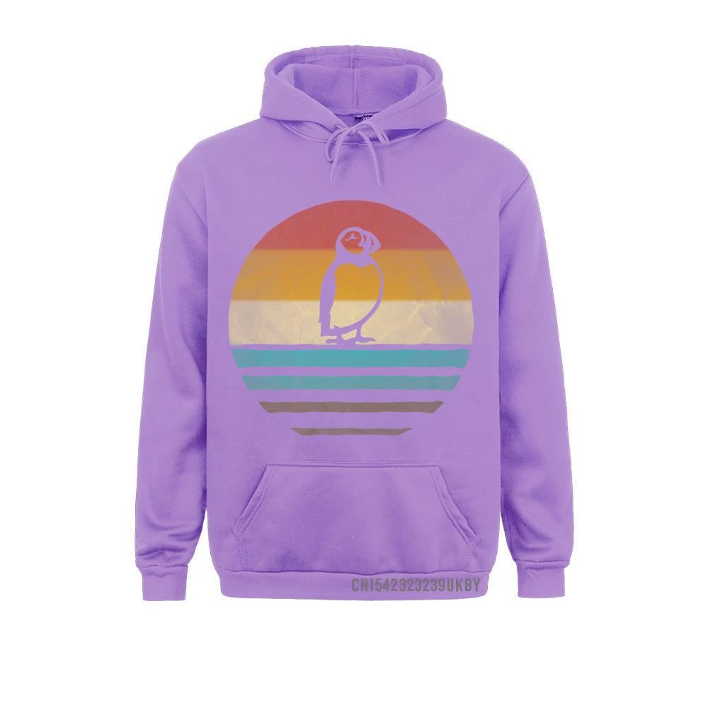 Hoodies Hoods Retro Vintage Sunset Puffin Bird Seabird Cute Funny Premium Hoody Long Sleeve Unisex Sweatshirts Normal Rife