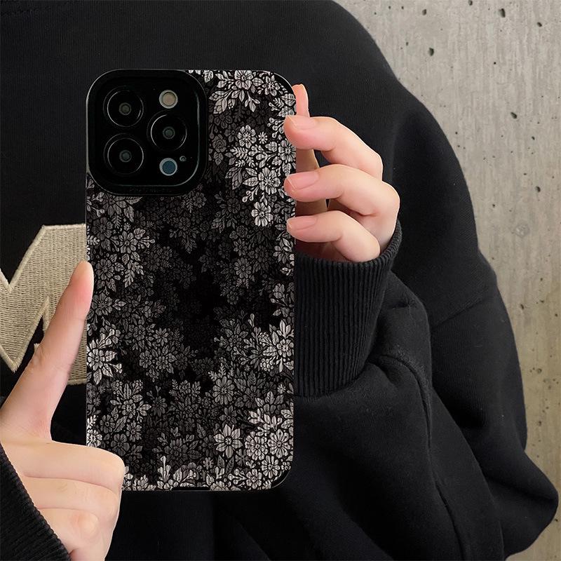 Dark Leaf Flower iPhone 14 Pro Max Case - Advanced Personalization for Apple 12/13/15