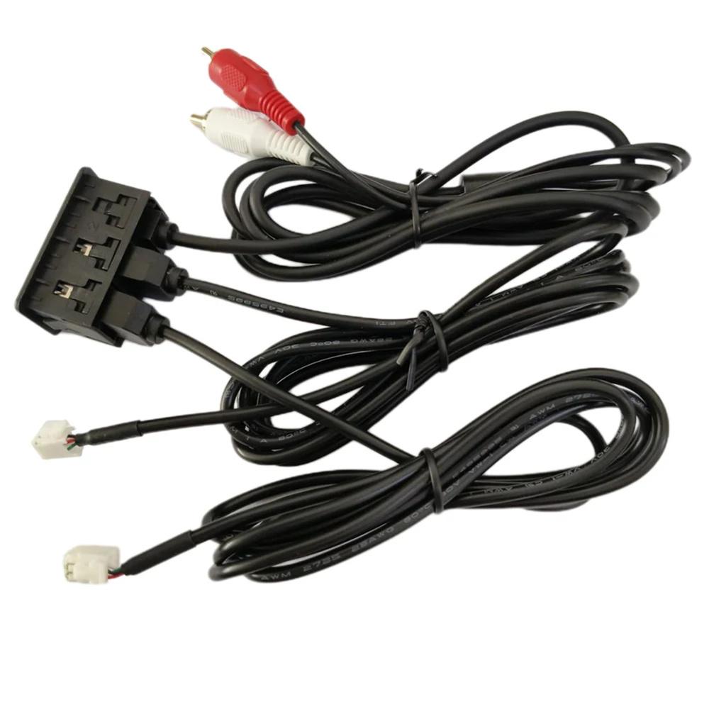Car Navigation 4 Pin 6 Pin To Dual USB+RCA Audio Input AUX Port Panel Interface Extension Cable Adapter Panel