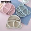 Baby Kom + Lepel + Vork Voeden Servies Set Cartoon Beer Kinderen Gerechten Eten Servies Anti-Hot Tarwe stro Training Plaat