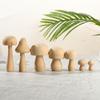 Mini Doll Wooden Mushroom Model Ornaments Unpainted DIY Crafts Natural Wood Statue Toy Painting Figurine Home Decoration