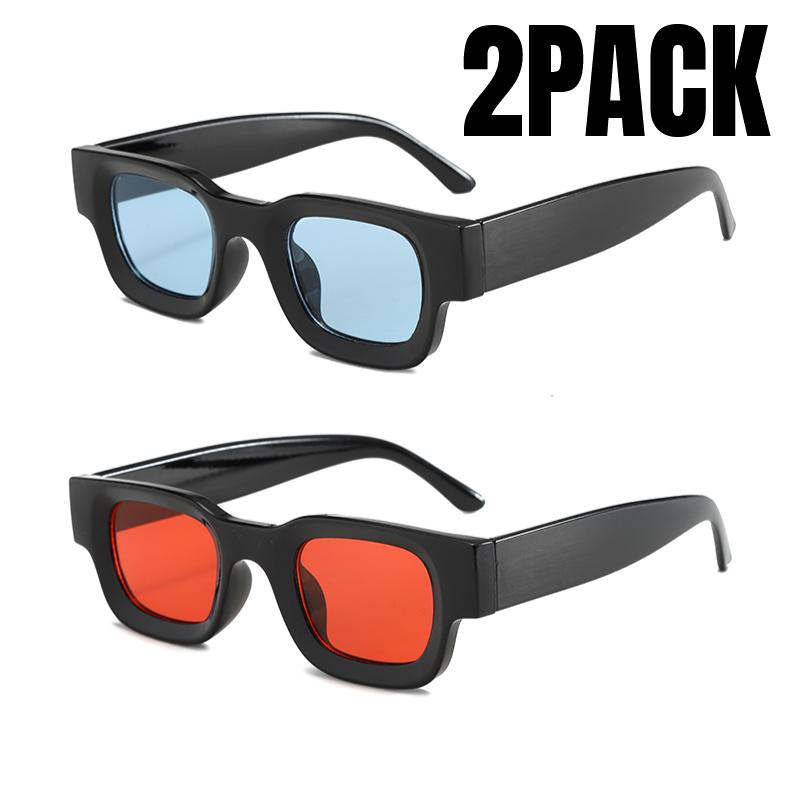 2PACK Small Rectangle Sunglasses Women Men Vintage Brand Designer Square Luxury Sun Glasses Shades Female Camber Concave Glasses