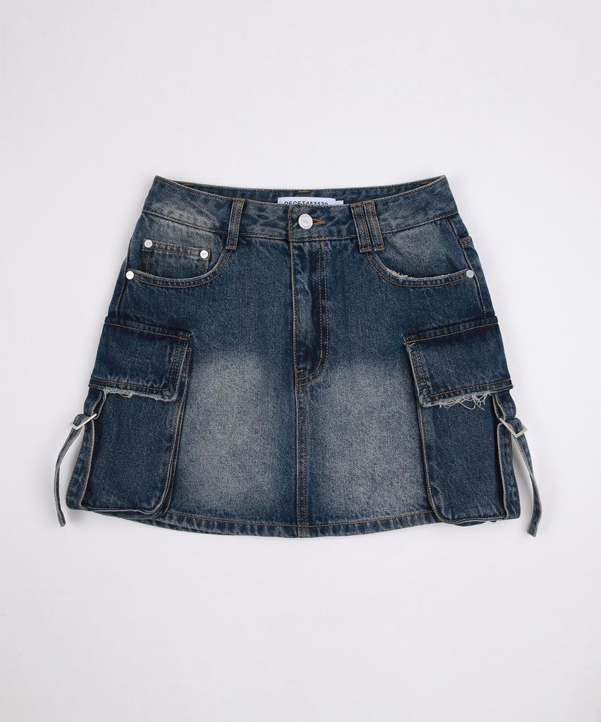 Deketeuumeon Cargo Mini Skirt Dcsk004Bluea