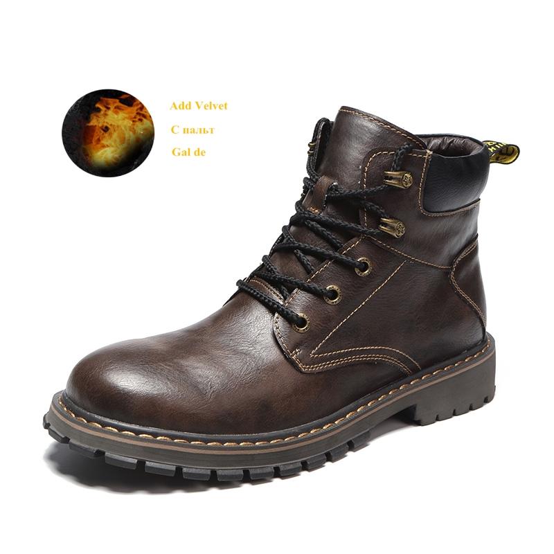 Klassische schwarze Winterstiefel für Herren Mode High Top Plateau Herren Lederstiefel Outdoor Rutschfest Schnürstiefel für den Knöchel Mann