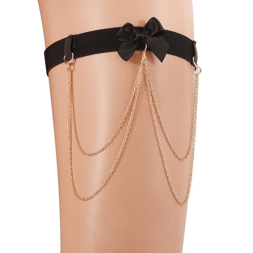 Nightclub Va Va Voom Leg Ring Elastic Bow Chain Tassel Leg Chain Anklet Female