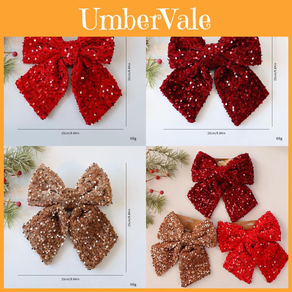 Festive Christmas Sequin Bow Hanging Decoration For Windows And Doors