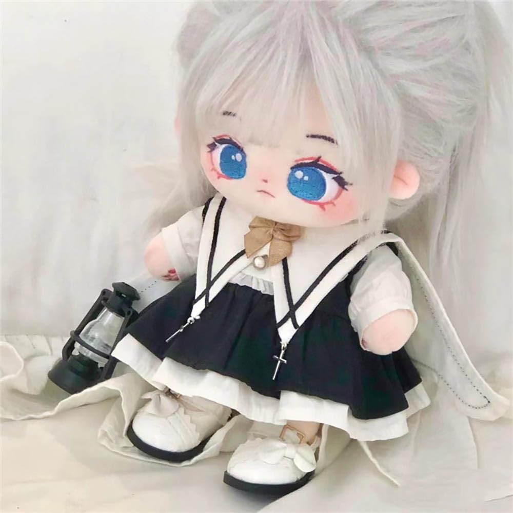 Niannyyhouse 20cm Plush Toy Clothes Black Dress Scarf Shorts Cotton Doll Dress-Up Doll Accessories