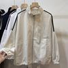 Women's Striped Color Block Casual Windbreaker Jacket, 2025 Korean Style, Loose Fit for Petite Sizes