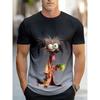 Sommar Kortärmad Tecknad Djurtryckt Mönster Stor Överdimensionerad Lös Herr T-shirt Toppar Herr Sport Casual Andningsbar T-shirt