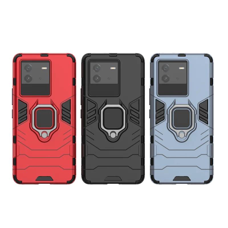 Für VIVO T1 T2 Pro 5g Rückseite Handyhülle Stoßfest Panzer Anti-Fall Metallringhalter Magnetisch Schutz Funda Coque Hüllen