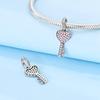 Genuine Charm Copperinfinite Love Pink Key Bead Fits Charm Plata Bracelet For Women Jewellery Crafting DoItYourself Beautiful Gift