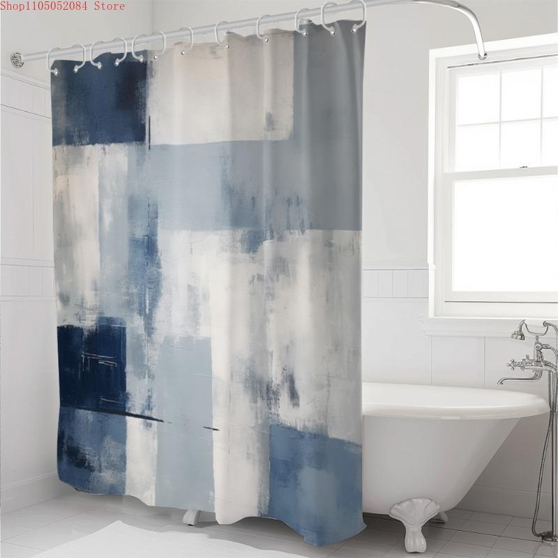 1pc Abstract Paint Art Graffiti Shower Curtain - With Hooks Waterproof Mildew Proof Easy Install Washable