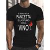 Sommer-Freizeit-Herren-T-Shirt mit lustigem italienischem Aufdruck, Rundhals und kurze Ärmel