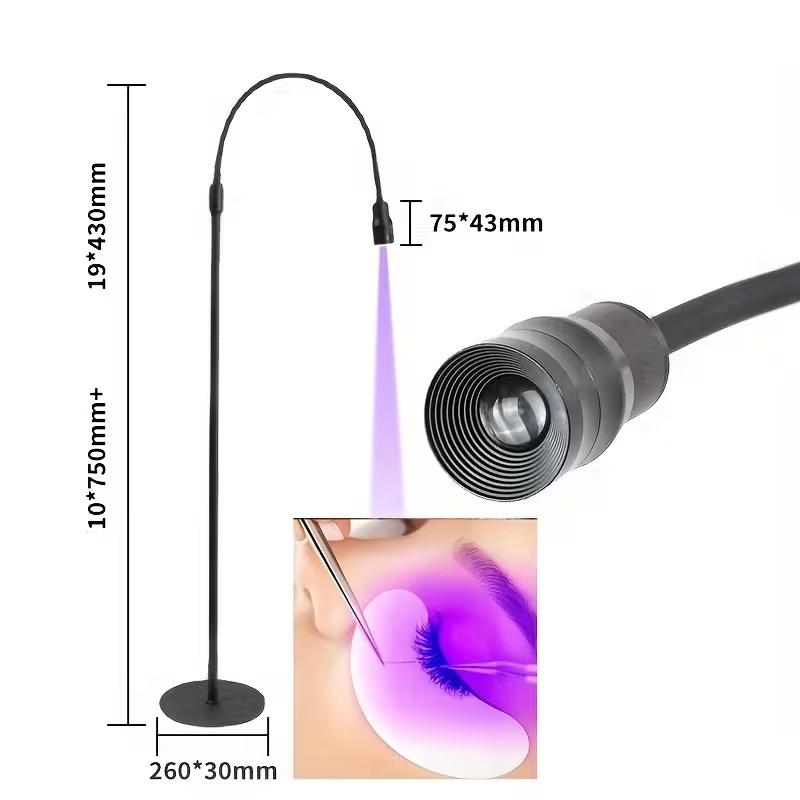 5W UV Lash Light with Foot Pedal, Lash Lamp for Eyelash Extension Grafting Nail Gel Curing Adjustable Angle and Light Spot Size