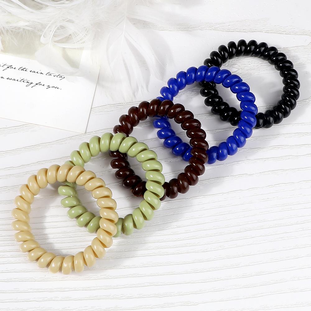 5PCS/Set Solid Color Telephone Wire Elastic Hair Bands Women Girls Cord Rubber Band Stretch Hair Accessories Headband Gum Holder