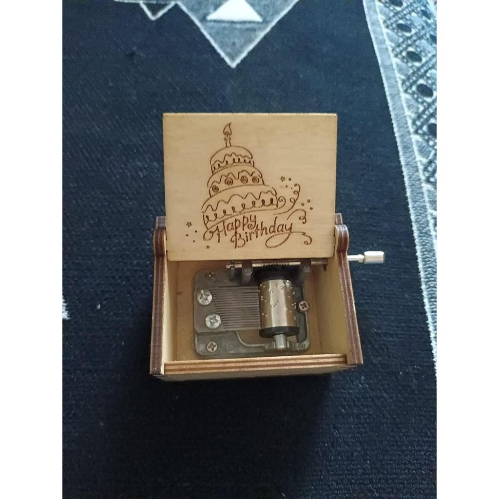 Wooden Hand Cranked Collectable Engraved Music Box (Happy Birthday)- Multi Color(Pack of 1)