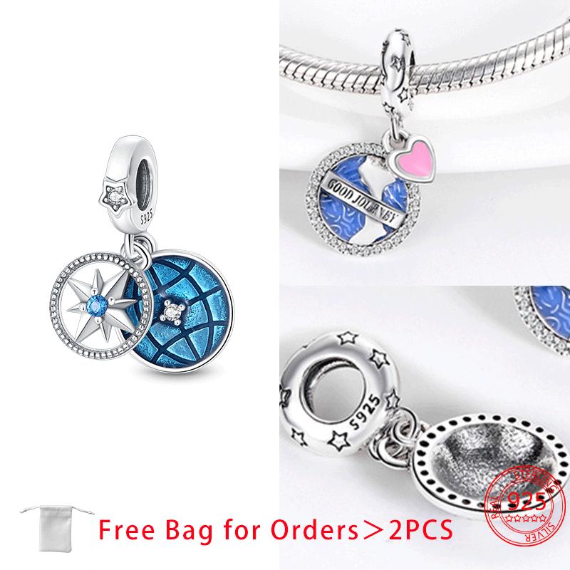 Moon Stars Planets Shining Zircon Bead Charms Pendant Compatible With Women Diy copper Charm Bead Charms Jewellery Authentic Bracelets Fine Delicate G