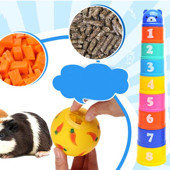 Kaninchenspielzeug, interaktive Stapelbecher, Hasenspielzeug, kleines Kaninchen, das Futterspielzeug, Hamster, Nahrungssuche, Ball für kleine Haustiere