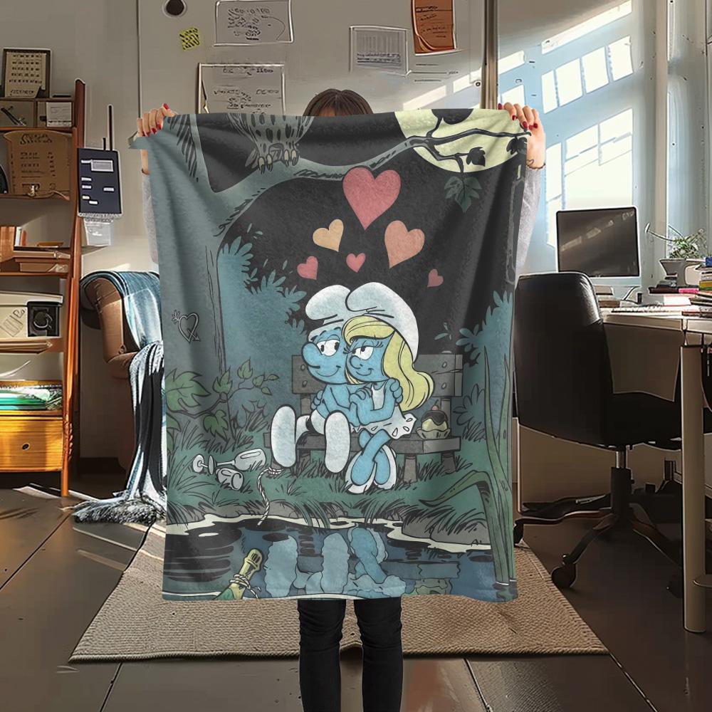 The Smurfs Flannel Blanket, High Quality Comfortable for All Seasons, Home Decor, Warmth and Comfort
