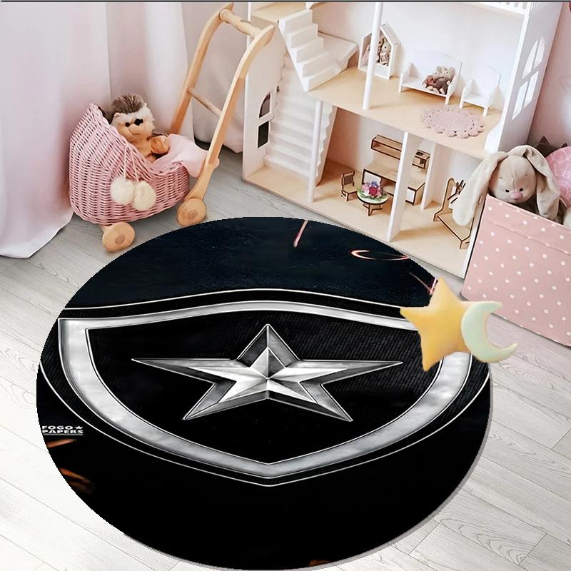 1PC Round Rug Shield With Star Emblem Printed Round Area Rug ,Rug For Home Office, Round Chair Rug, Decorative Carpet Fan Gifts Christmas Gift