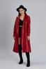 Imperméable en Agneau Véritable Manteau Long Élégant Fait Main Formel ROUGE Cuir Femme
