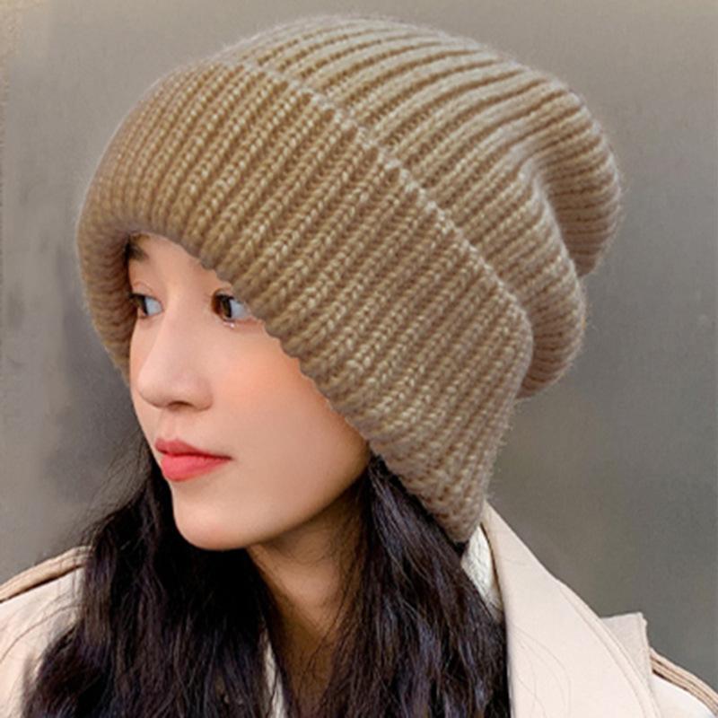 Winter New Hats Stacking Hats Women's Fashion Versatile Wool Knitted Hats Thickened Thermal Bald Hats