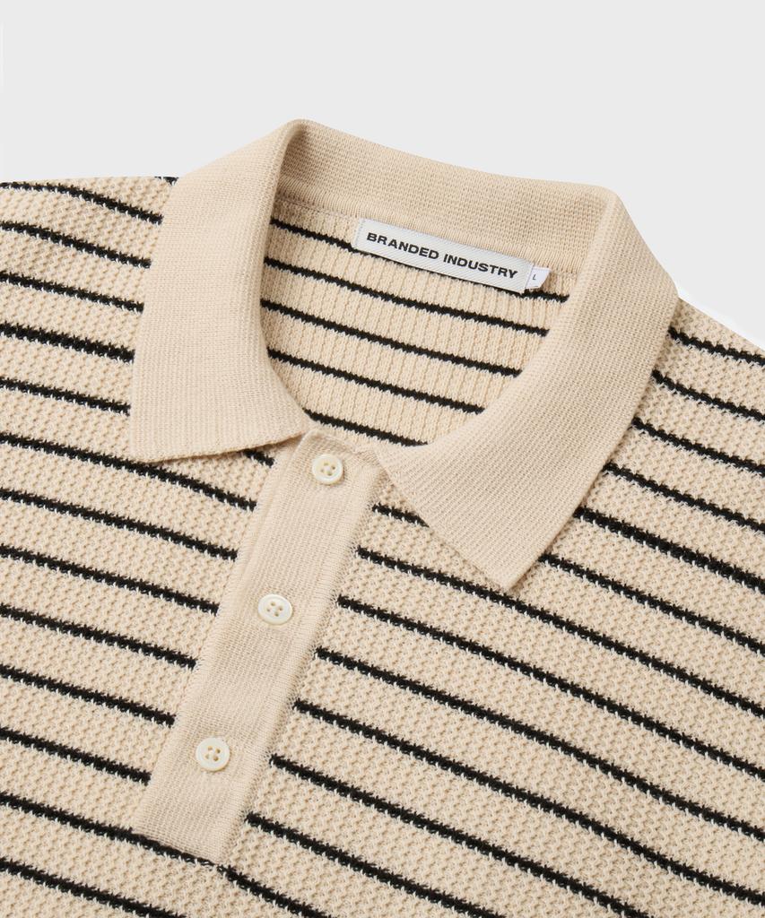 Beulaendideu Hard Twist Holiday Polo Knit [Ivory Stripe]