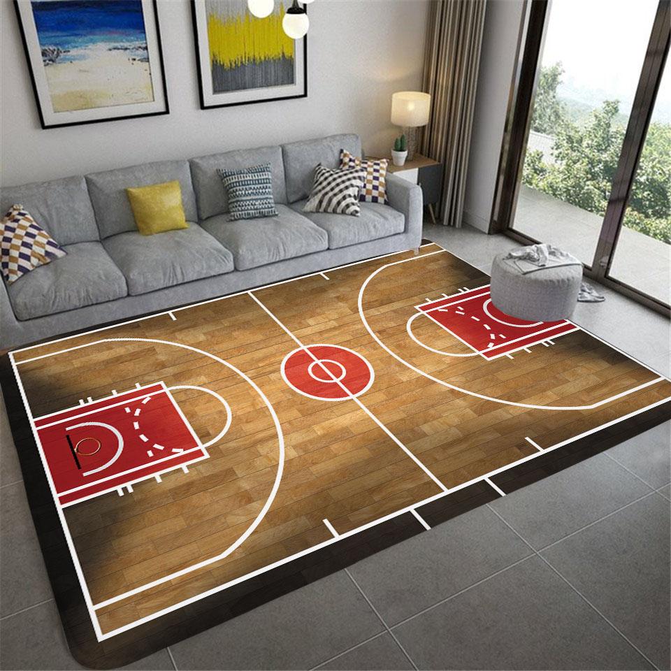 3D Basketbalveld Bedrukt Tapijt Slaapkamer Nachtkastje Woonkamer Bank Tafel Vloerkleed Zacht Groot Formaat Vloermat Deurmat Huis Decoratie