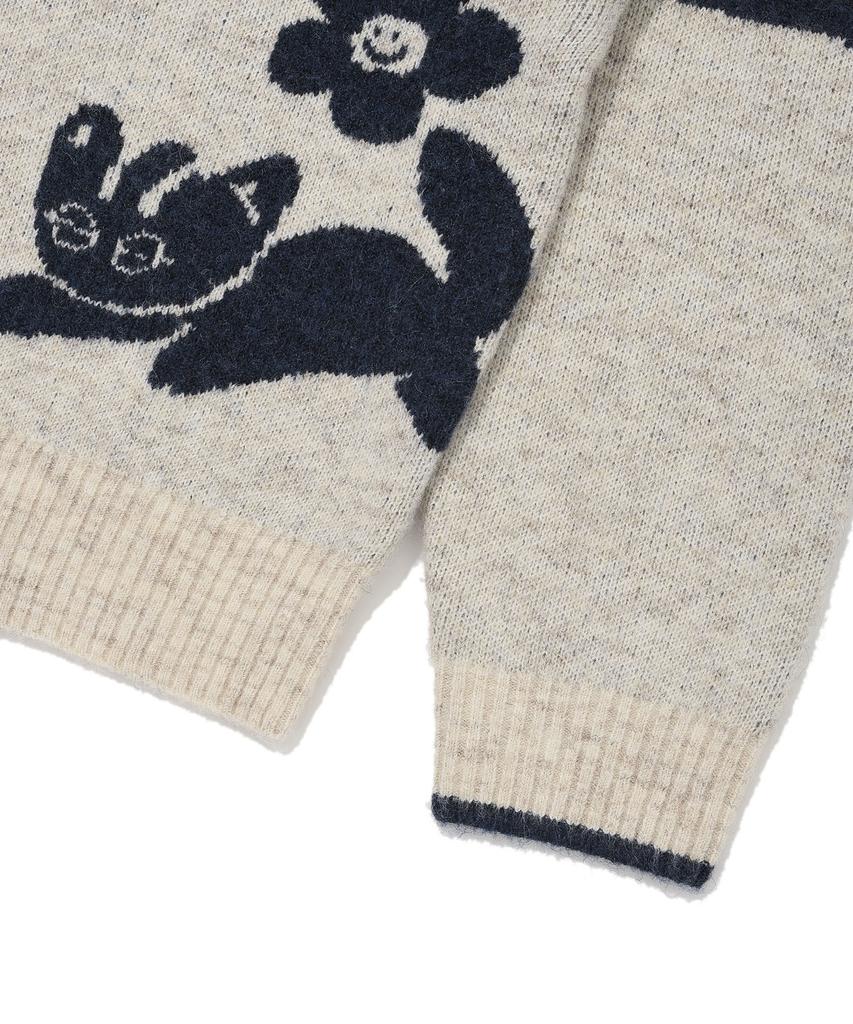 WACKY WILLY Women'S Jacquard Graphic Pullover Oatmeal