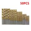 50Pcs HSS Titanium Coated High Speed Steel Twist Drill Bit Set Tool 1.0mm/1.5mm/2.0mm/2.5/3.0mm Hand Tools Power Parts Gold