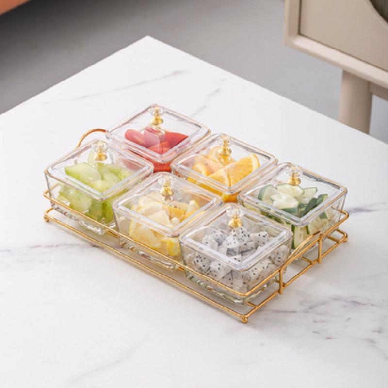 Glass Fruit Tray Living Room Coffee Table Home Use Latest Style Refreshment Snacks Dried Fruit Snacks Snacks Durable