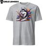 Buntes Siberian Husky Farbspritzer Kurzarm T-Shirt | Einzigartiges Design