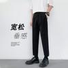 Suit pants men's Hong Kong style ins ruffian handsome straight slim nine-point pants autumn trend drape casual pants