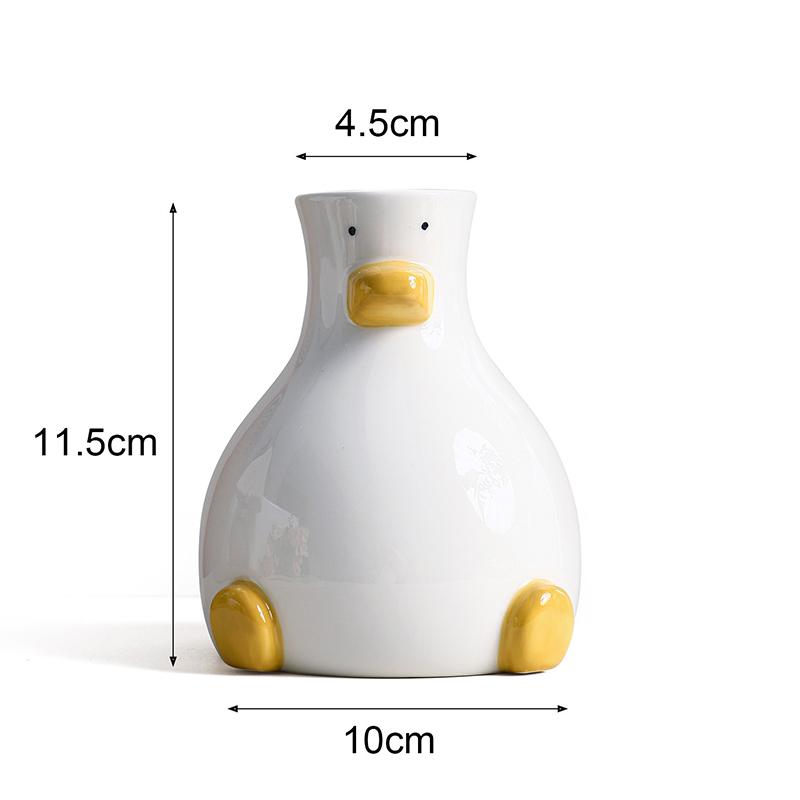 Cute Duck Vase Ceramic Hydroponic Vase Desktop Ornament Home Decor Garden Decoration