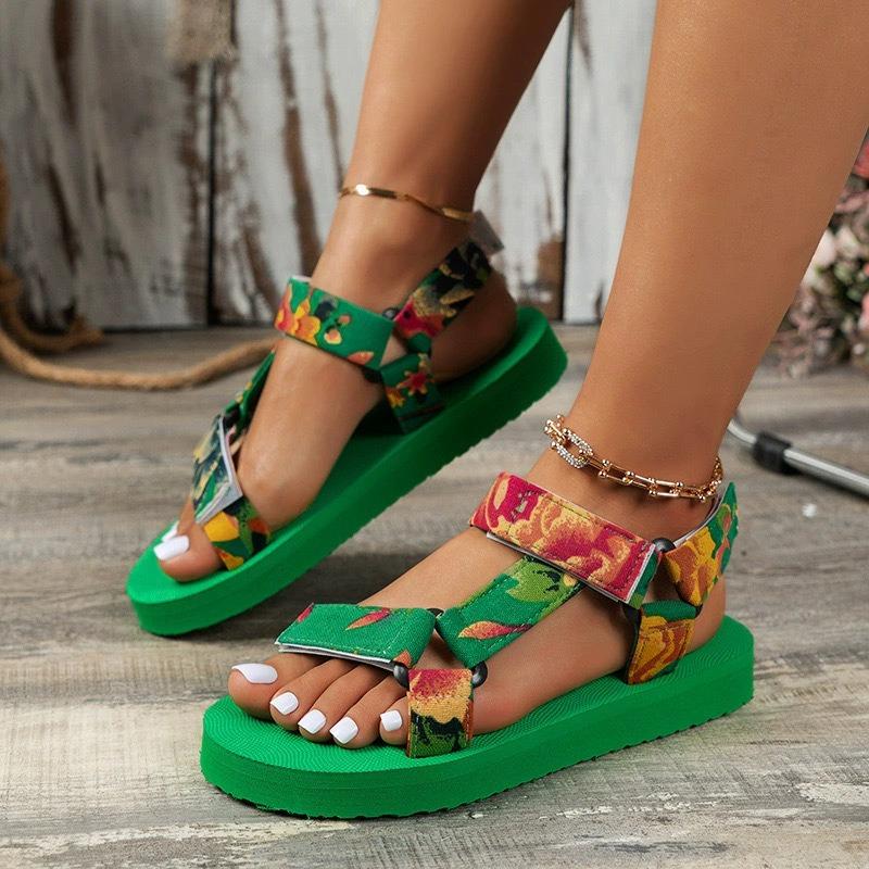 Nouvelles Chaussures pour Femmes à Semelles Épaisses Sandales de Plage à Velcro Bouche de Poisson