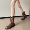 2025Women's Mid-calf Boots Classics Embroidered Western Cowboy Boots Fashion Knight Boots for Women Retro Short Boot Botas Mujer
