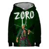 Felpa con cappuccio per bambini, Cosplay Zoro, One Piece, moda, maniche lunghe, stampa 3D Roronoa Zoro, 4-14 anni